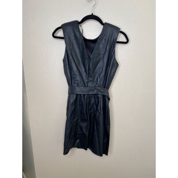 Zara Basic Womens Black Faux Leather Belted Sleeveless Dress Medium - Picture 1 of 7
